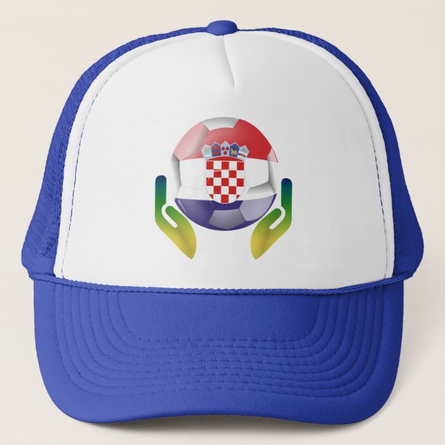 Proud Croatia Football Fan Art Trucker Hat (Front)