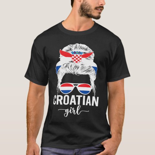Proud Croatian Girl Croatia Flag Croatian Heritage T_Shirt