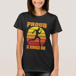 Proud Cross Country Runner Dad Vintage Retro Sunse T-Shirt