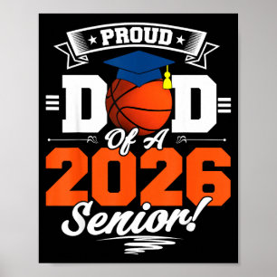 Proud Dad 2026 Senior Basketball Illustration Poster