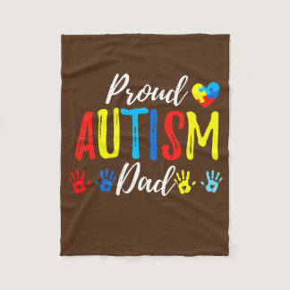 Proud Dad Autism Awareness Family Matching  Fleece Blanket