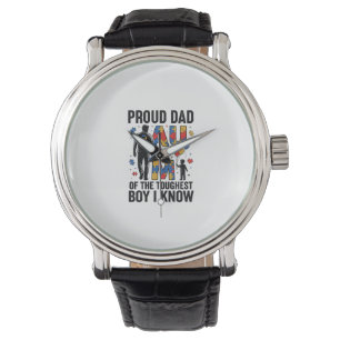 Proud Dad Autism Toughest Boy Vintage Vector Desig Watch