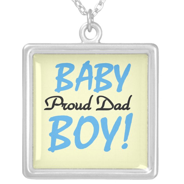 Proud Dad Baby Boy Gifts Silver Plated Necklace (Front)