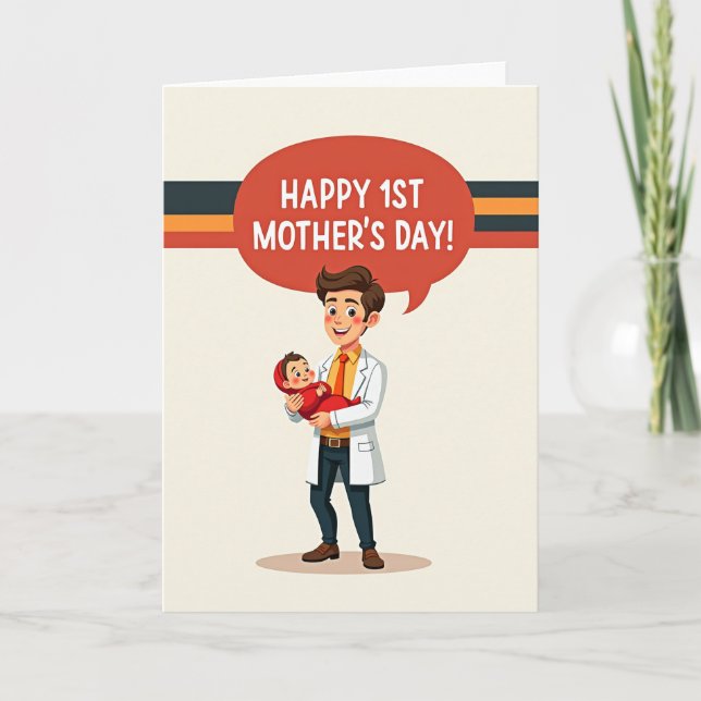 Proud Dad Baby Illustration Card (Front)