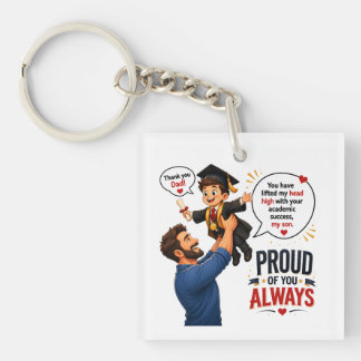 Proud Dad Celebrating Son's Academic Graduation  Keychain