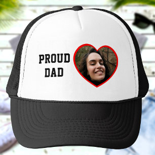 Proud Dad Custom Photo Text Heart Personalized Trucker Hat