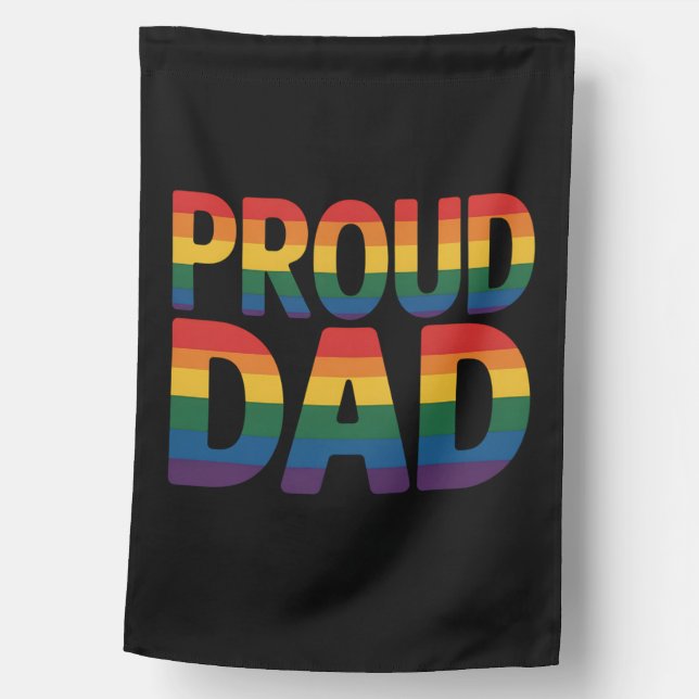 Proud Dad Family LGBTQ Gay Pride Ally Rainbow House Flag (Front)