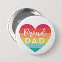 Proud Dad Gay Pride Colourful Rainbow Heart Button