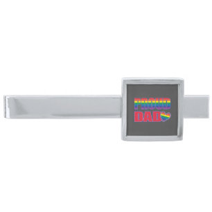 Proud Dad - Gay Pride Silver Finish Tie Bar