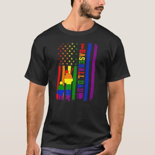Proud Dad Gay Son Pride Rainbow Flag LGBT T_Shirt