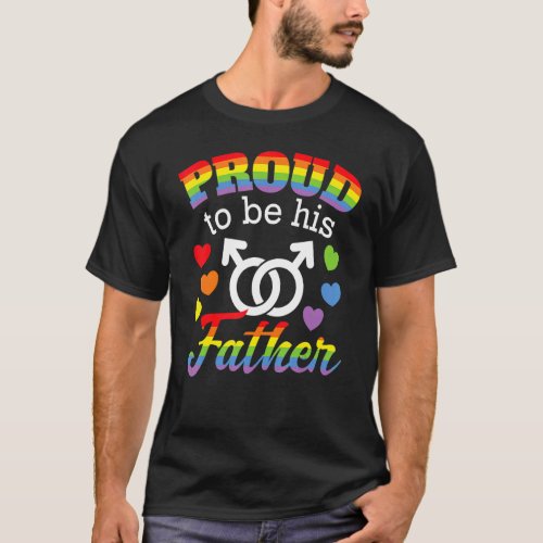 Proud Dad Gay Son Rainbow Pride Flag LGBTQ Parent  T_Shirt
