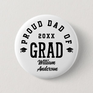 Proud Dad Grad Varsity Typography Graduation Button