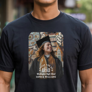 Proud Dad Grad Varsity Typography Graduation Photo T-Shirt