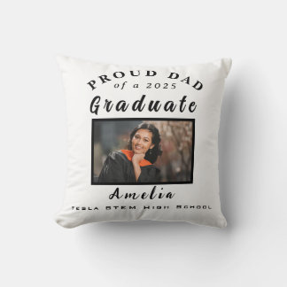 Proud Dad Graduation 2025 Custom Photo Gift Throw Pillow