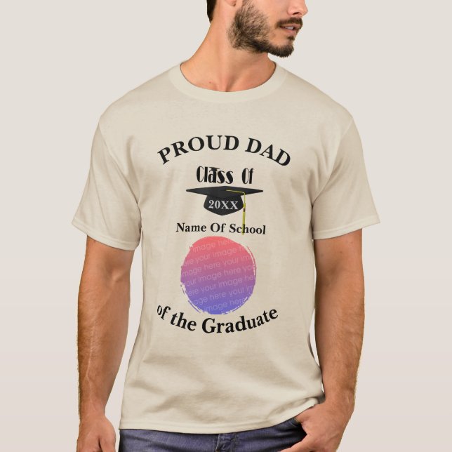 Proud Dad Graduation Cap Personalized Photo   T-Shirt (Front)