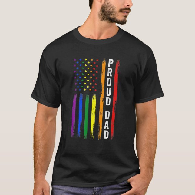 Proud Dad LGBT Pride Funny Gay T-Shirt (Front)