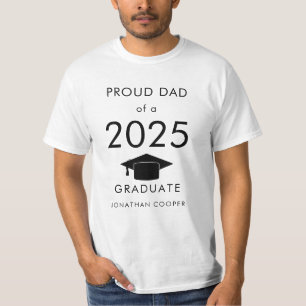 Proud Dad of 2026 Graduate Cap Black Typography T-Shirt