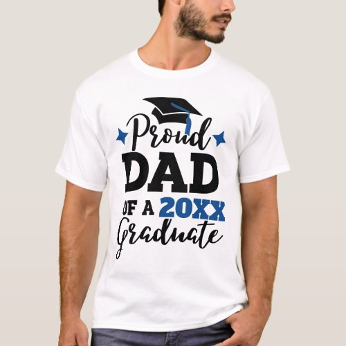 Proud Dad of a 2022 graduate black blue cap tassel T_Shirt