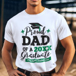 Proud Dad of a 2022 graduate black green cap name T-Shirt<br><div class="desc">Celebrate your son's or daughter's graduation with this modern t-shirt featuring a "Proud DAD of a 2022 Graduate" typography in black and green; easily customize this t-shirt with the graduation year and the name of the graduate by editing the template fields. For further requests, personalizations, color changes, or custom orders,...</div>