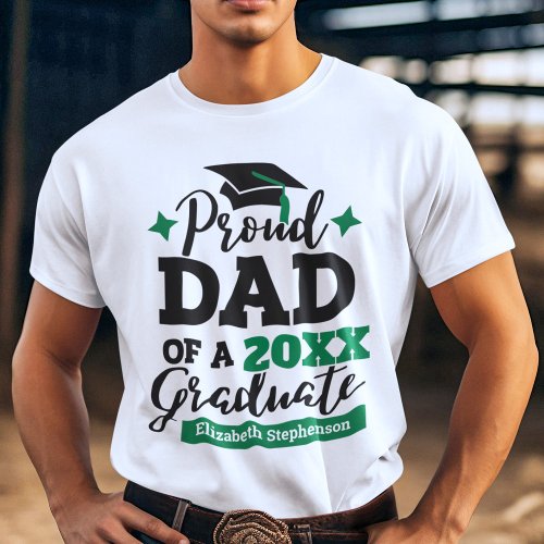 Proud Dad of a 2022 graduate black green cap name T_Shirt