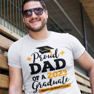 Proud Dad of a 2023 graduate black gold cap name T-Shirt
