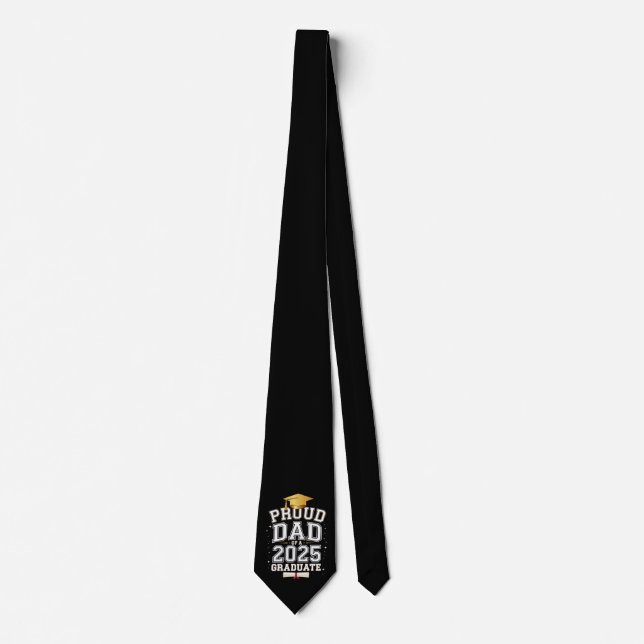 Proud Dad Of A 2025 Graduate Family Graduation Neck Tie (Front)