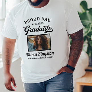 Proud Dad of a 2025 Graduate White Custom Photo T-Shirt