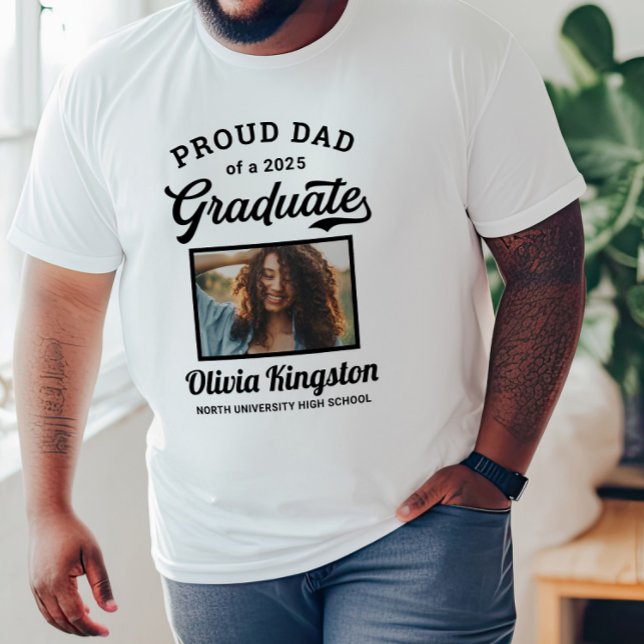 Proud Dad of a 2025 Graduate White Custom Photo T-Shirt (Creator Uploaded)