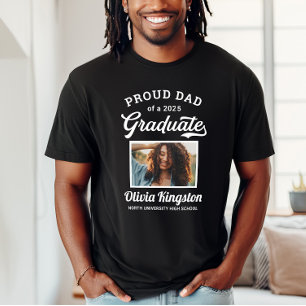 Proud Dad of a 2026 Graduate Black Custom Photo T-Shirt