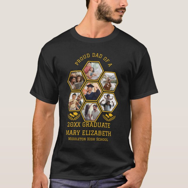 Proud Dad of a 20XX Graduate | Photo Collage T-Shirt (Front)