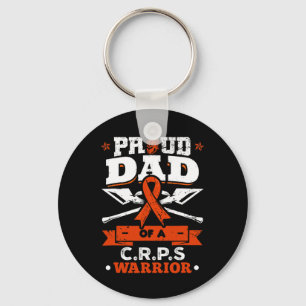 Proud Dad Of A Crps Warrior Month Orange Ribbon Keychain