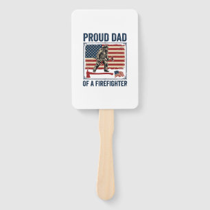 Proud Dad of a Firefighter Vintage Flag Vector_1 Hand Fan