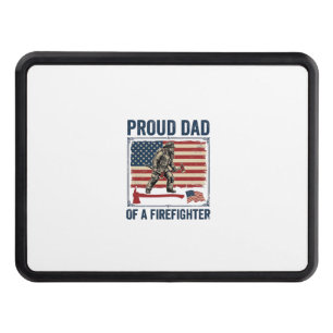 Proud Dad of a Firefighter Vintage Flag Vector_1 Hitch Cover