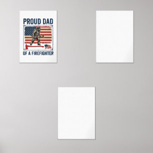 Proud Dad of a Firefighter Vintage Flag Vector_1 Wall Art Sets