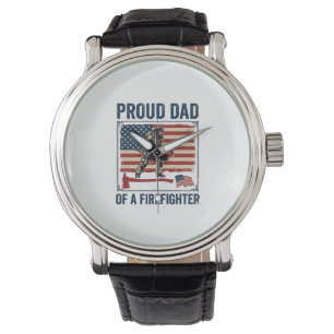 Proud Dad of a Firefighter Vintage Flag Vector_1 Watch
