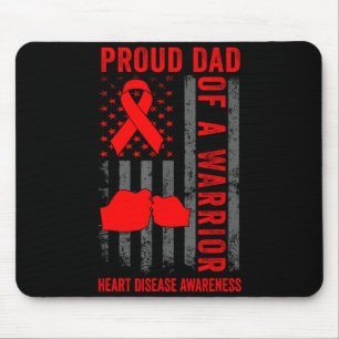 Proud Dad Of A Heart Warrior American Flag Heart D Mouse Pad