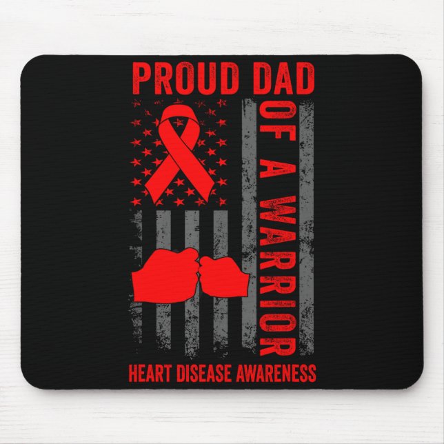Proud Dad Of A Heart Warrior American Flag Heart D Mouse Pad (Front)