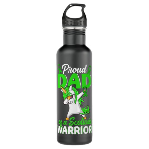 Proud Dad Of A Scoliosis Warrior Green Ribbon Gran Stainless Steel Water Bottle