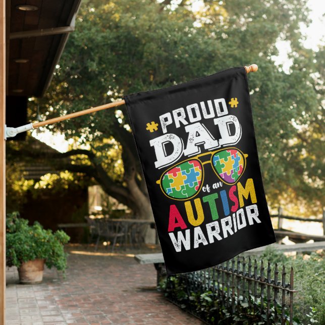 Proud Dad Of An Autism Warrior Family House Flag (In SItu)