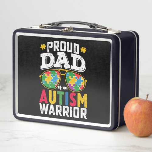 Proud Dad Of An Autism Warrior Family Metal Lunch Box