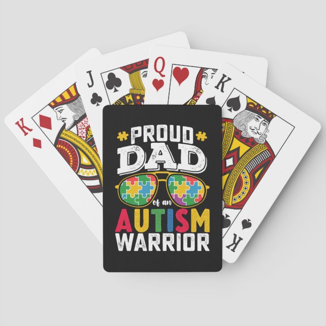 Proud Dad Of An Autism Warrior Family Poker Cards (Back)