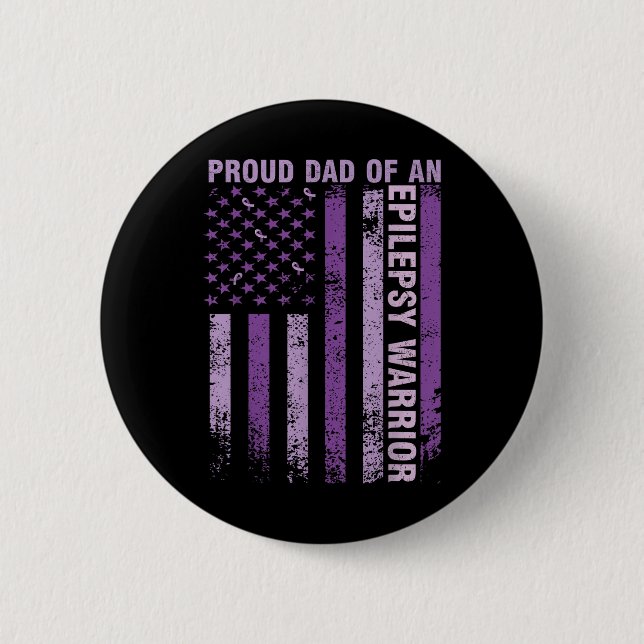Proud Dad Of An Epilepsy Warrior Epilepsy Awarenes Button (Front)