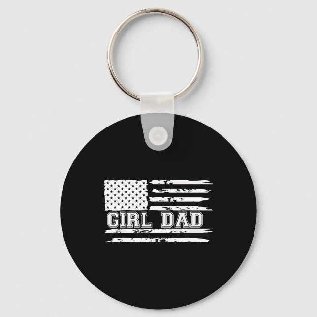 Proud Dad Of Girls Father Of Girls For Dad Xmas Fa Keychain (Front)