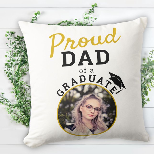 Proud Dad of Graduate Graduation Cap Photo  Throw Pillow (Creator Uploaded)