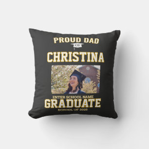 Proud dad parent of student of class of 2025 throw pillow