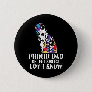 Proud Dad Toughest Boy Autism Awareness Asd Daddy Button