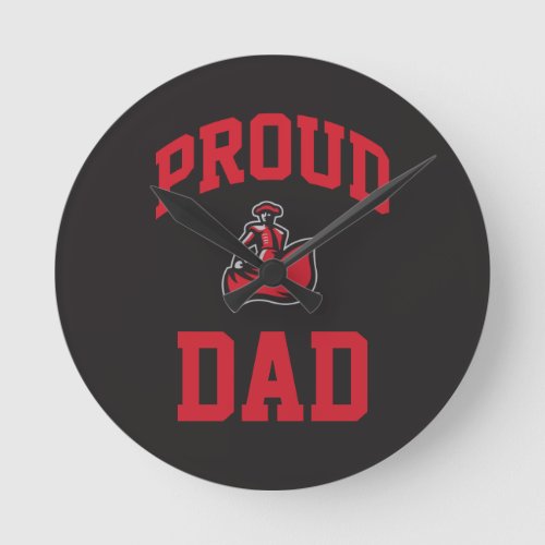 Proud Dad with Matador on Black Round Clock