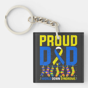 Proud Dad World Down Syndrome Awareness Day Ribbon Keychain
