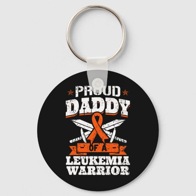 Proud Daddy Of A Leukemia Warrior Dad Awareness Bl Keychain (Front)