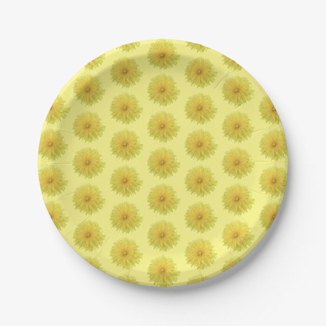 Proud Dandelion Flower - transparent. Paper Plates (Front)